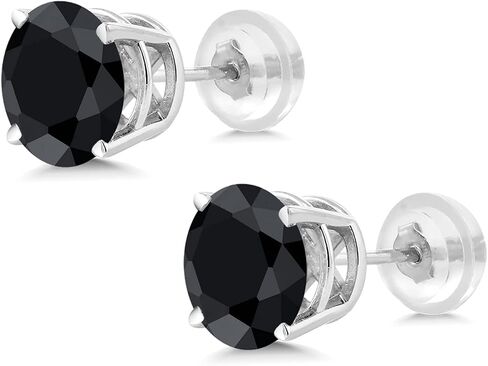 Gem Stone King 14K White Gold Sky Blue Aquamarine Stud Earrings with Comfort Back For Women (0.80 Cttw, Gemstone Birthstone, Round 5MM) in Saudi Arabia