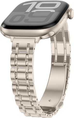 نطاقات معدنية رقيقة Hitzee متوافقة مع Apple Watch Band 49mm 46mm 45mm 44mm 42mm ، حزام فرقة من الفولاذ المقاوم للصدأ النحيف للنساء المتوافق مع Iwatch Ultra 2 Series 10 9 8 7 SE 6 5 4 3 2 1 ، Starlight in Kuwait