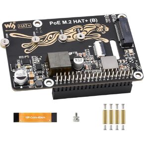 Waveshare POE M.2 HAT+ (B) for Raspberry Pi 5, PCIe to M.2, Power Over Ethernet, NVMe SSD Support, IEEE 802.3af/at