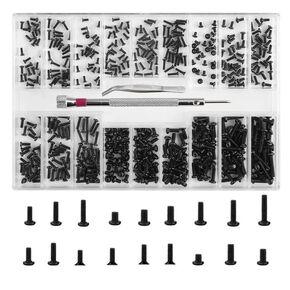1000 Pcs Micro Glasses Screws Repair Kit M2.5/M2/M1.0 with Tweezers, Tiny Mini Glasses Laptop Screws Cap Washer Nut Assortment Kit Replacement for Electronics Repair Watches with Screwdriver (Silver)