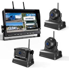 Magnetic Wireless Backup Camera: Portable Rechargeable Battery, 10" HD 1080P DVR Monitor with Rear View Side View Camera for Travel Trailer/Fifth Wheels/RV/Camper ZEROXCLUB BC103
