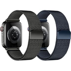 Stainless Steel Milanese Loop Compatible with Apple Watch Bands 49mm 46mm 45mm 44mm 42mm 41mm 40mm 38mm Men Women；Mesh Loop Magnetic Clasp Strap for iWatch Bands Ultra 2 1Series 10 9 8 7 SE 6 5 4 3