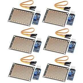 6PCS Rain Water Sensor Rainwater Module Rain Drops Detection Moisture Monitor Sensor 3.3V-5V LM393 Weather Humidity Module for Arduino