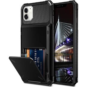 Vofolen Compatible with iPhone 12 Case 5G Wallet 4-Card Slot Credit Card Holder Flip Hidden Pocket Dual Layer Protective Back Cover Compatible with iPhone 12 5G 6.1inch Gun in Kuwait