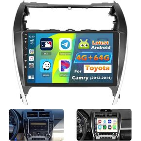 Car Radio for Toyota Camry 2012 2013 2014: [4G+64G] 10.1 inch IPS Thouch Screen Bluetooth Radio with Wireless Carplay Android Auto, Support Bluetooth5.0 32EQ 1280 * 720P GPS WiFi + Backup Camera