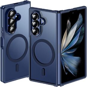 Hensinple for Samsung Galaxy Z Fold 7 Case Magnetic,Z Fold 7 Case [Compatible with MagSafe] Translucent Matte Military Grade Drop Proof Protection Shockproof Hard PC Rugged Phone Cover(Black)