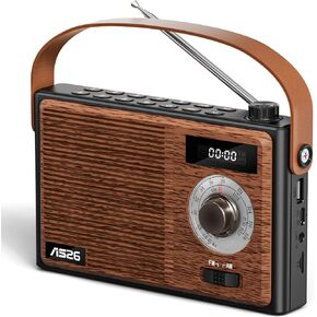 AM FM Radio Portable Retro Bluetooth Speaker دعم مشغل USB/TF/AUX ، راديو لاسلكي عتيق مع شاشة رقمية ، بطارية أجهزة راديو قصيرة مدعومة أو توصيل الجدار للمكتب المنزلي في الهواء الطلق ، هدية