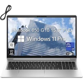 HP Elitebook 650 G10 15.6" FHD Business Laptop Computer, 13th Gen Intel 10-Core i7-1355U, 32GB DDR4, 1TB SSD, WiFi 6E, BT 5.3, Backlit KB, Fingerprint Reader, Windows 11 Pro, AZ-XUT Cable