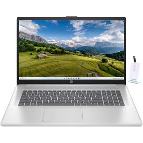HP 17 Inch Laptop, 17.3" Full HD 1920x1080 IPS Screen, Intel Core i3-N305(8-core, 8-Thread), 32GB RAM, 2TB PCIe SSD, Natural Silver, Windows 11 Home, Alpacatec 32GB USB Card