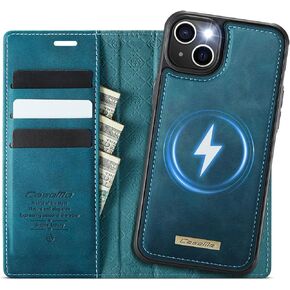 Compatible with iPhone 16 Plus Detachable Wallet Case Compatible with Magsafe, 2-in-1 PU Leather Flip RFID Blocking Card Holder Stand Shockproof Magnetic Cover for iPhone 16 Plus Case 6.7" (Blue)
