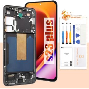 AMOLED Screen for Samsung S23 Plus 5G Screen Replacement S23+ LCD Screen SM-S916B Touch Display Digitizer Assembly Repair Parts with Frame(Black with Fingerprint Function)(Only for US Version)