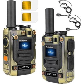 K300 2Pcs 4G Walkie Talkie for Adults Global Walkie Talkie Unlimited Range Poc Radio with SIM Cards Two Way POC Radio Rechargeable Battery with Flashlight Nation Wide Walkie Talkies,No Charge