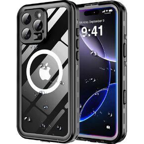 for iPhone 16E Case Waterproof - [Built-in Screen Protector] [Compatible with Magsafe] [IP68 Underwater] Full Body Sealed Heavy Duty Rugged Phone Cover Case for iPhone 16E 6.1 Inch 2025 (Black)
