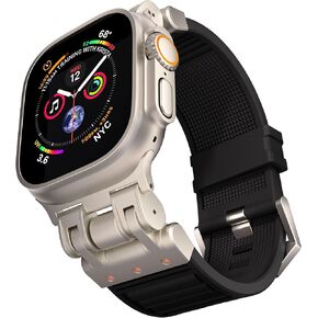 Rugged Titanium Color Metal Connectors Band Designed For iWatch Apple Watch Ultra2/Ultra 49mm Silicone Correa Para For Men