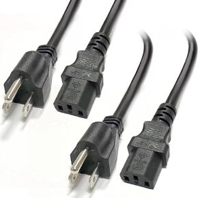 Kado 0.5m 3 Prong AC Power Cord 2-Pack, 1.6 Feet 125 Volts 10 Amps Power Cable for Electronics, Dekstop PC, TV, Computer, Printer, Radio, Monitor, Sceptre, Samsung, Dell, Panasonic, LG