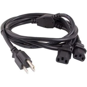 6ft 18 AWG Universal Power Cord Splitter Cable (NEMA 5-15P to IEC320 C13 x 2), Black
