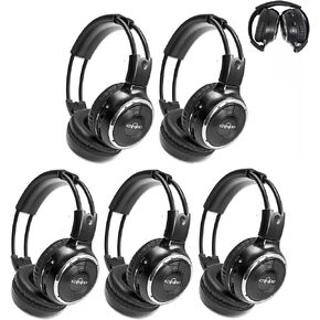 RP Accessories IR-2008B سماعات اللاسلكية الأشعة تحت الحمراء ، وسماع الترفيه الخلفي العالمي للطي قناة ثنائية القنوات ، ومجموعة من 5 ، مجموعة من 5