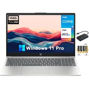 HP 15 15.6" FHD Laptop Business Laptop [Windows 11 Pro], Intel 10-Core i5-1235U (Up to 4.4 GHz), 64GB RAM, 1TB PCIe SSD, Iris Xe Graphics, Numeric Keypad, HDMI, USB, Wi-Fi 6, BT 5.3, w/Hub+Battery