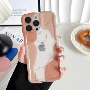 DEFBSC for iPhone 16 Pro Max Case, Cute Clear Wavy Art Design Aesthetic Pattern Phone Case for Women Girls,Wave Frame Durable Protective Cover Full Camera Protection Bumper for iPhone 16 Pro Max,Green