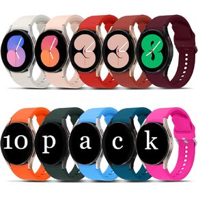 10 Pack for Samsung Galaxy Watch 7 6 5 4 Band 40mm 44mm,for Galaxy Watch 5 Pro Bands 45mm/6 Classic 43mm 47mm/4 Classic 42mm 46mm,20mm Sport Strap Women Men Slim Silicone Bracelet Wristband