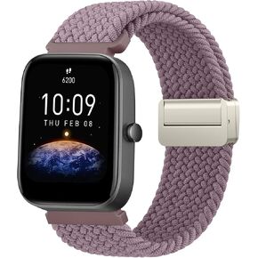 نطاقات نايلون مضفر ميليا متوافقة مع AmazFit Active 2 1/GTR Mini/GTS 2 2E 3 4/GTS 2 4 Mini ، أحزمة مراقبة مرنة ناعمة 20 مم لـ Amazfit Bip 3/3 Pro/U Pro/S/S Lite
