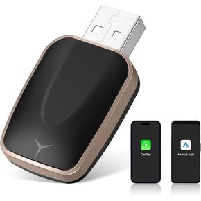Mini Wireless CarPlay Adapter for iPhone, 2 in 1 CarPlay and Android Auto Wireless Adapter for Cars, Wired to Wireless, Plug & Play, Fast Connection for Android 11+ and CarPlay iOS 10+