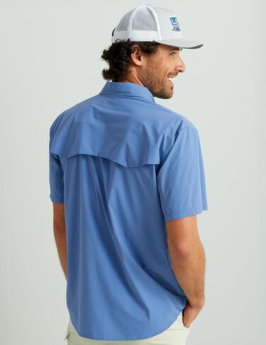 HUK mens Diamond Back Solid Short Sleeve Button Down Shirt, Fishing Shirt for Men Button Down Shirt in Saudi Arabia