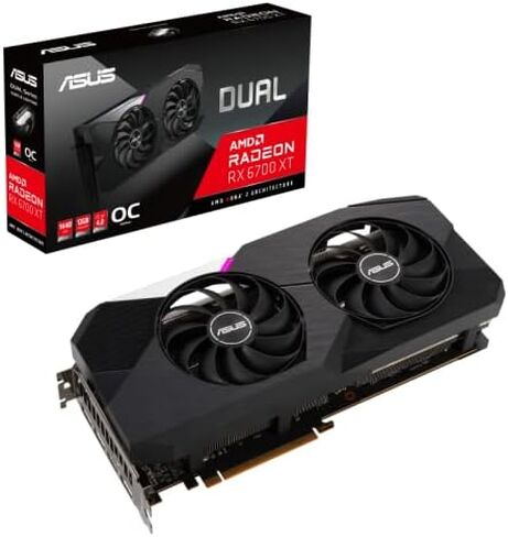 ASUS Dual AMD Radeon RX 6700 XT OC Edition 12GB GDDR6 Gaming Graphics Card (AMD RDNA 2, PCIe 4.0, 12GB GDDR6 Memory, HDMI 2.1, DisplayPort 1.4a, Axial-tech Fan Design, 0dB Technology) (Renewed) in Saudi Arabia