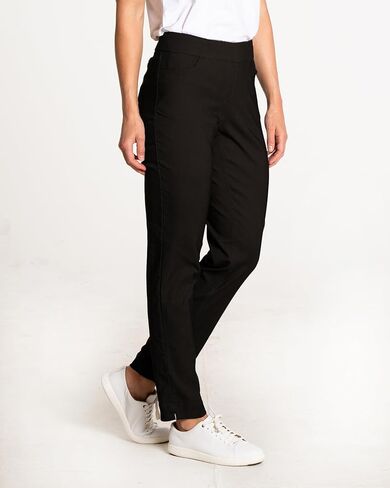 SLIM-SATION Womens Golf Apparel - Women's Regular Pull-On Straight-Leg Pant with Pockets (Black,18) in Kuwait