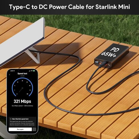 QUIDDITY Starlink Mini Power Cable DC to USB-C Starlink Replacement Cable for Starlink Mini Water-Resistant Compatible with PD Source (16.4FT) in Saudi Arabia