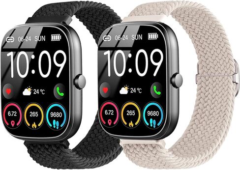 2 Pack Bands Compatible with IDW13/IDW16/IDW19/IDW21/IDW25/IDW26 Smart Watch Band,22mm Braided Bands for Fitpolo/gloryfit/aeac/TOOBUR/ENOMIR/Gydom/Veryfit/Faweio IDW19 Smartwatch in Kuwait