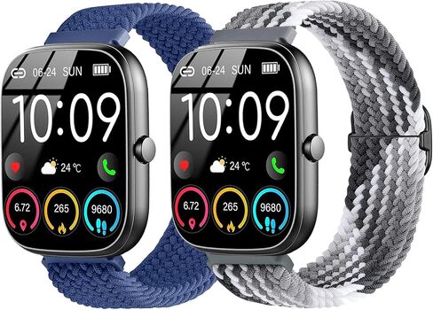 2 Pack Bands Compatible with IDW13/IDW16/IDW19/IDW21/IDW25/IDW26 Smart Watch Band,22mm Braided Bands for Fitpolo/gloryfit/aeac/TOOBUR/ENOMIR/Gydom/Veryfit/Faweio IDW19 Smartwatch in Kuwait