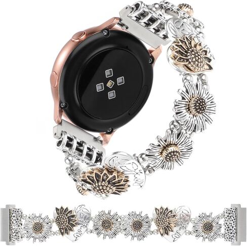 نطاقات سوار معدني ممتدة متوافقة مع Samsung Galaxy Watch نشط 2 نطاقات 40 مم 44 مم/نشطة 40 مم/ساعة مجرة ​​3 41 مم/42 مم/تروس S2/Galaxy Watch 7 Fe 6 5 4 ملم Women Fancy Sundower Strap in Kuwait