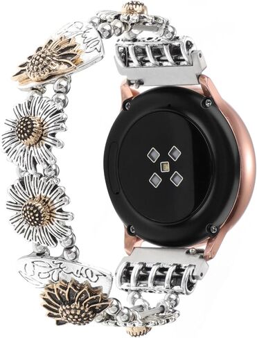 نطاقات سوار معدني ممتدة متوافقة مع Samsung Galaxy Watch نشط 2 نطاقات 40 مم 44 مم/نشطة 40 مم/ساعة مجرة ​​3 41 مم/42 مم/تروس S2/Galaxy Watch 7 Fe 6 5 4 ملم Women Fancy Sundower Strap in Kuwait