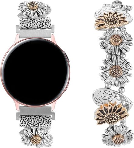 نطاقات سوار معدني ممتدة متوافقة مع Samsung Galaxy Watch نشط 2 نطاقات 40 مم 44 مم/نشطة 40 مم/ساعة مجرة ​​3 41 مم/42 مم/تروس S2/Galaxy Watch 7 Fe 6 5 4 ملم Women Fancy Sundower Strap in Kuwait