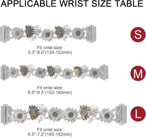 نطاقات سوار معدني ممتدة متوافقة مع Samsung Galaxy Watch نشط 2 نطاقات 40 مم 44 مم/نشطة 40 مم/ساعة مجرة ​​3 41 مم/42 مم/تروس S2/Galaxy Watch 7 Fe 6 5 4 ملم Women Fancy Sundower Strap in Kuwait