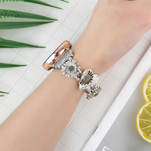 نطاقات سوار معدني ممتدة متوافقة مع Samsung Galaxy Watch نشط 2 نطاقات 40 مم 44 مم/نشطة 40 مم/ساعة مجرة ​​3 41 مم/42 مم/تروس S2/Galaxy Watch 7 Fe 6 5 4 ملم Women Fancy Sundower Strap in Kuwait