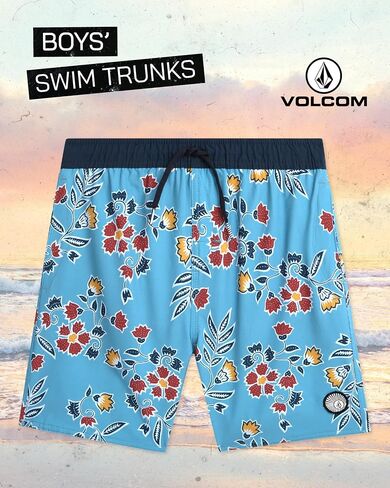 سروال سباحة للأولاد من Volcom - بدلة استحمام بعامل حماية من الأشعة فوق البنفسجية 50+ مع بطانة شبكية - بدلة سباحة قصيرة سريعة الجفاف (S-XL) in Saudi Arabia