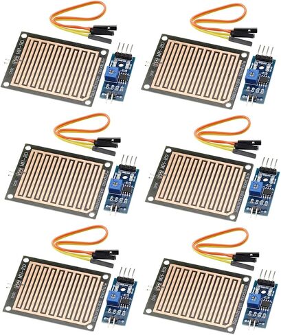 6PCS Rain Water Sensor Rainwater Module Rain Drops Detection Moisture Monitor Sensor 3.3V-5V LM393 Weather Humidity Module for Arduino in Kuwait