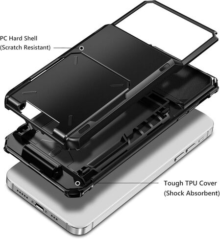 Vofolen Compatible with iPhone 12 Case 5G Wallet 4-Card Slot Credit Card Holder Flip Hidden Pocket Dual Layer Protective Back Cover Compatible with iPhone 12 5G 6.1inch Gun in Kuwait