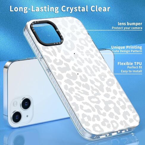 2 حزمة CHEETAH طباعة حالات Apple iPhone 13 / iPhone 14 CASE 6.1 بوصة ، واضحة Coquette Fashion Leopard أنماط للفتيات Funda مع حماية الصدمة السيليكون لينة TPU in Kuwait
