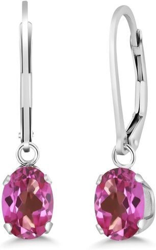 Gem Stone King 925 Sterling Silver Red Ruby Dangle Leverback Earrings For Women (2.04 Cttw, Gemstone July Birthstone, Oval 7X5MM) in Saudi Arabia