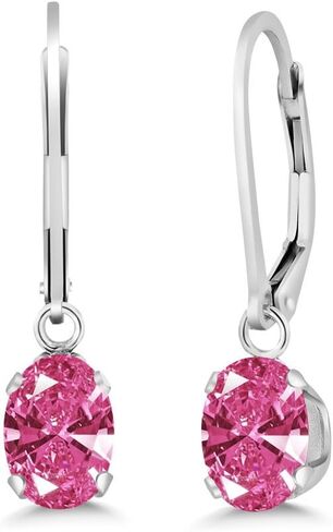 Gem Stone King 925 Sterling Silver Red Ruby Dangle Leverback Earrings For Women (2.04 Cttw, Gemstone July Birthstone, Oval 7X5MM) in Saudi Arabia