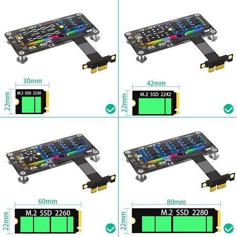 JMT M.2 NGFF M-Key to PCI- E 1X 4X Extension Cable Compatible with M.2 NVME SSD with Cooling Fan Automatic Discoloration LED (1X,10CM) in Kuwait