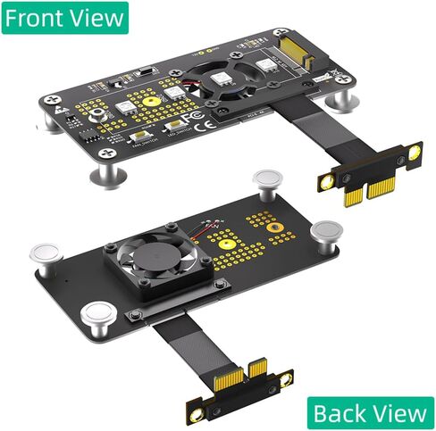 JMT M.2 NGFF M-Key to PCI- E 1X 4X Extension Cable Compatible with M.2 NVME SSD with Cooling Fan Automatic Discoloration LED (1X,10CM) in Kuwait