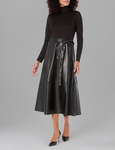 Anne Klein Women's Combo Vegan Leather Dress in Kuwait