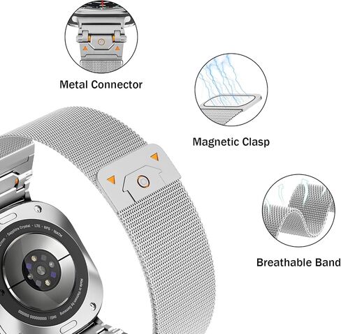Milanese Loop for Samsung Galaxy Watch Ultra Band 47mm Men Women, Stainless Steel Mesh Strap with Magnetic Clasp & Metal Connector for Galaxy Watch 7 Ultra in Saudi Arabia