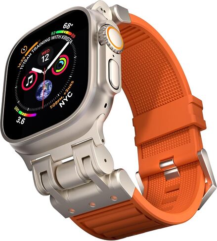 Rugged Titanium Color Metal Connectors Band Designed For iWatch Apple Watch Ultra2/Ultra 49mm Silicone Correa Para For Men in Saudi Arabia