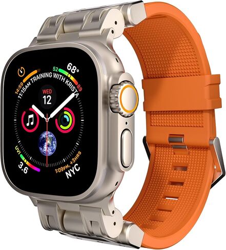 Rugged Titanium Color Metal Connectors Band Designed For iWatch Apple Watch Ultra2/Ultra 49mm Silicone Correa Para For Men in Saudi Arabia