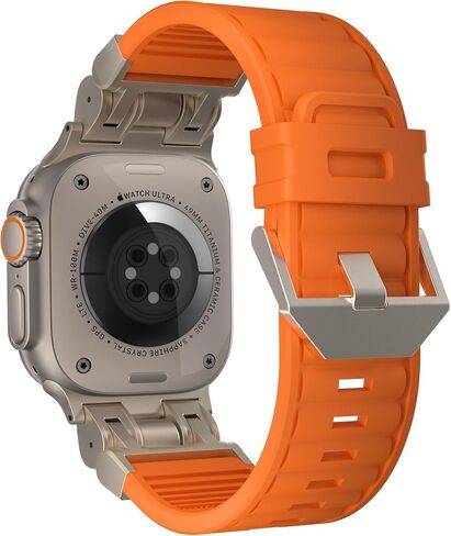 Rugged Titanium Color Metal Connectors Band Designed For iWatch Apple Watch Ultra2/Ultra 49mm Silicone Correa Para For Men in Saudi Arabia